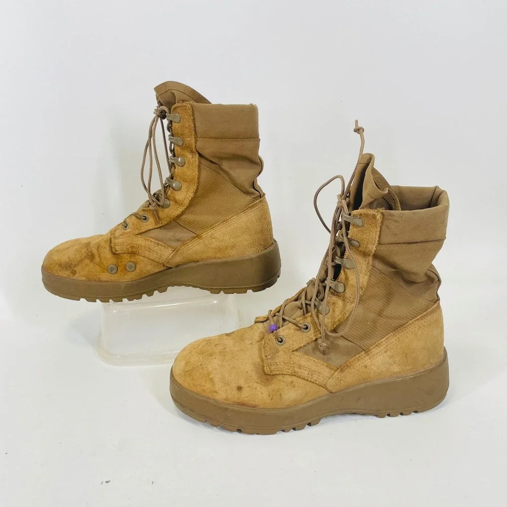US Army Hot Weather Combat Boots Coyote Tan Suede Vibram 7.5W SPE1C1-17-D-1004